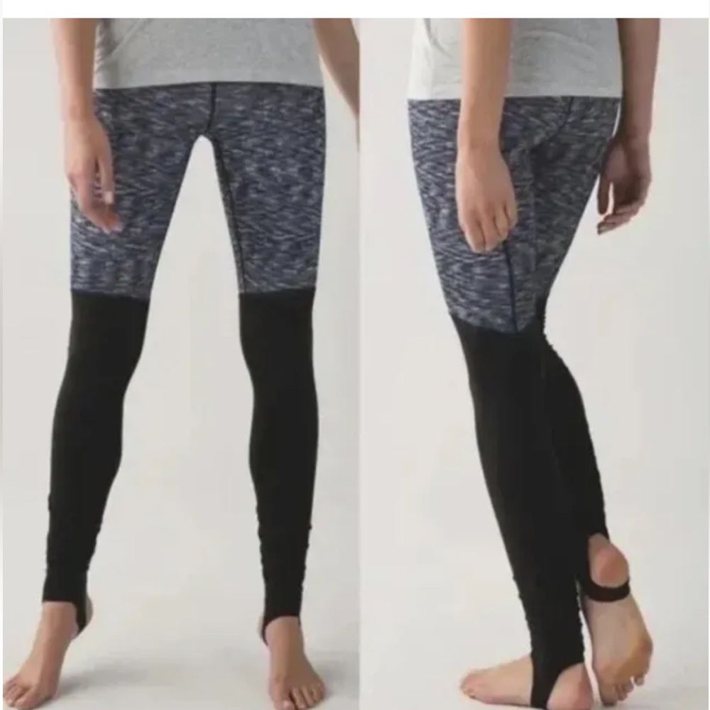 Lululemon Wunder Under High-Rise Stirrup Leggings Sz 6 Heather Gray/Black